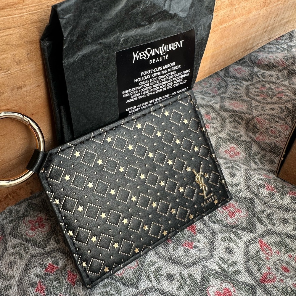 Yves Saint Laurent Quilted Black and Gold Key Ring